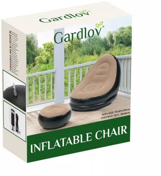 Gardlov Opblaasbare Tuinstoel met Voetensteun - 120 kg & Waterbestendig van Merkloos — afbeelding 3