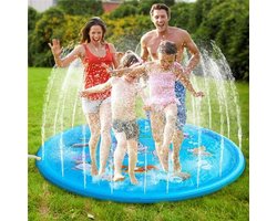 Reuze Water Speelmat 170cm - Met Spuitfunctie & Opblaasbaar Zwembad - Dolfijn Design - BPA-Vrij - Geschikt Voor 2-7 Jaar (Jongen/Meisje)