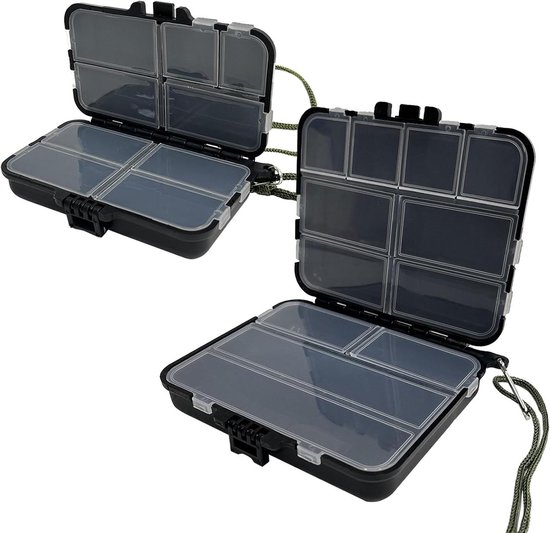 Allecto Premium - 2-delige aasdoos set voor vissers - Kunststof visbox met verstelbare vakken - Waterdicht en duurzaam - Ideaal voor haken, wervels en aas