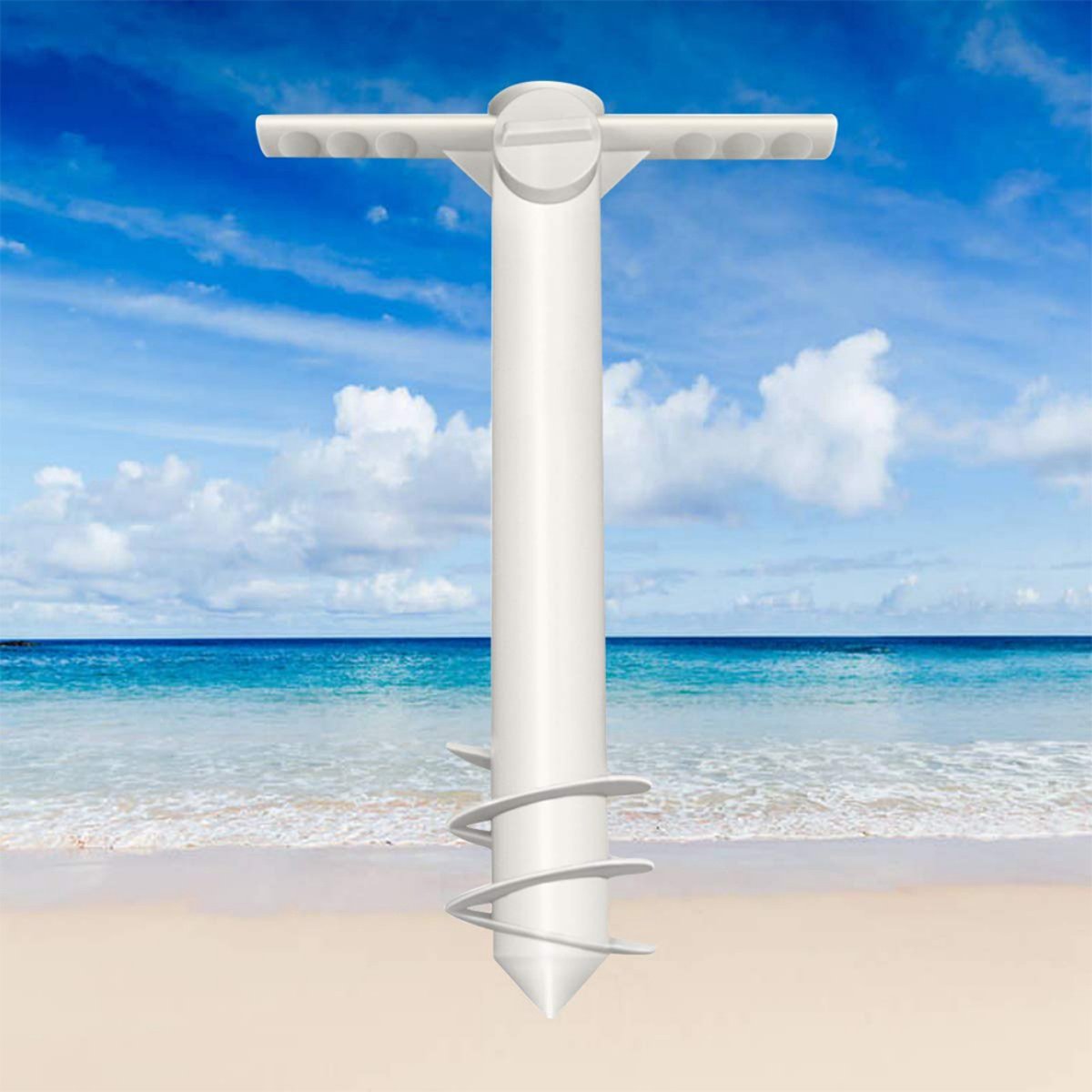 TOVBMUP Parapluhouder (tuin) - Strandparapluhouder - Parapluanker - 38x25cm binnen, 40cm buiten, 50cm hoog - Lichtgewicht en compact ontwerp - Duurzaam en weerbestendig - Geschikt voor zand en gras - Kunststof - 1 Stuks