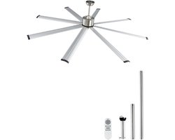 Plafondventilator 213 Cm - 8 Aluminium Bladen - 6 Snelheden - Stille Motor - Perfect voor Grote Ruimtes en Buitenterras