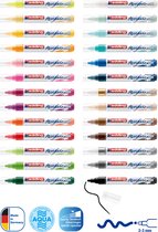 edding 5100 acrylstiften medium 26 kleuren in bewaardoos – alle 26 kleuren acrylic markers set - watervast - medium ronde punt 2-3 mm - DIY - acrylverf voor schilderen op canvas, hobbypapier en hout - acrylstiften voor stenen, terracotta