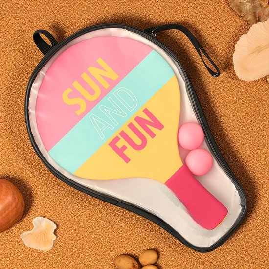 Beach Ball Set van hout – 2 rackets en 2 ballen in zomerdesign ...