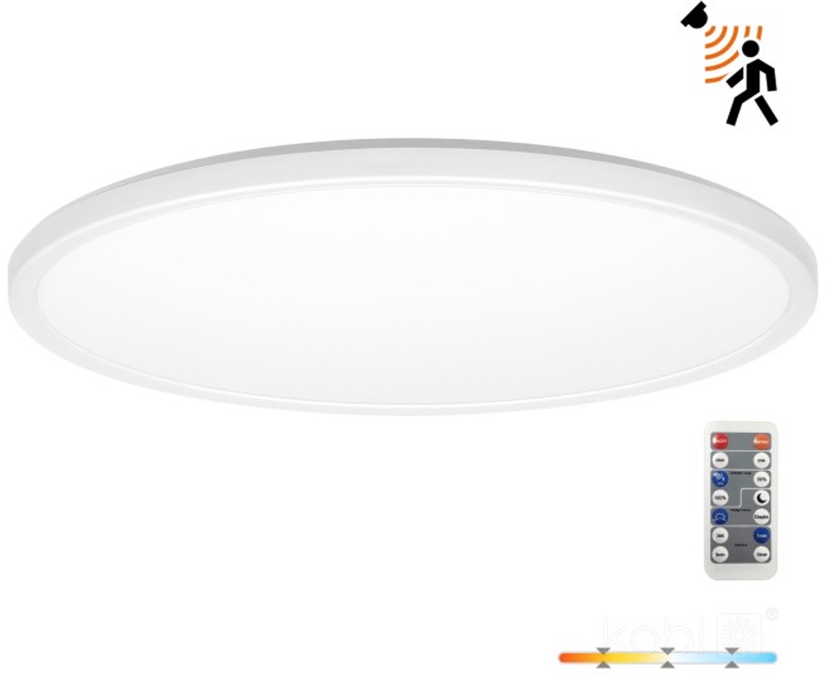 LED Plafondlamp NIVERA CIRCLE 32W Wit - IP54 - 3CCT 3000K/4000K/6000K - Bewegings- & Daglichtsensor - met Afstandsbediening | Geen fitting | Warm Wit-Koel Wit-Daglicht | 32 watt | 30.000 Branduren