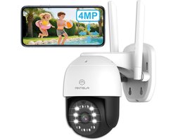 4MP Bewakingscamera voor Buiten, Kleuren/IR Nachtzicht, Compatibel met Google Home, Bewegingsdetectie, 2-weg Audio, Alarmmelding, Waterdicht IP65