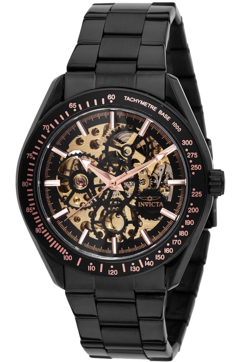 Invicta Objet D Art 49503 Heren Horloge - Waterdicht - Analoog - Automatisch Uurwerk - Roestvrij Staal met zwarte Wijzerplaat - 43mm