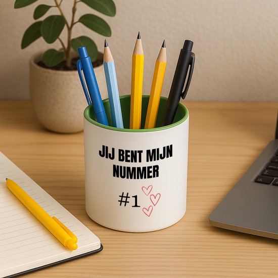 Hacebo® - Jij bent mijn nummer één Pennenbakje - Liefde - Iemand die je in het zonnetje wilt zetten - pennenhouder - nummer 1 - leuke cadeau - kado - verjaardag - geschenk - Pennenbakje groen