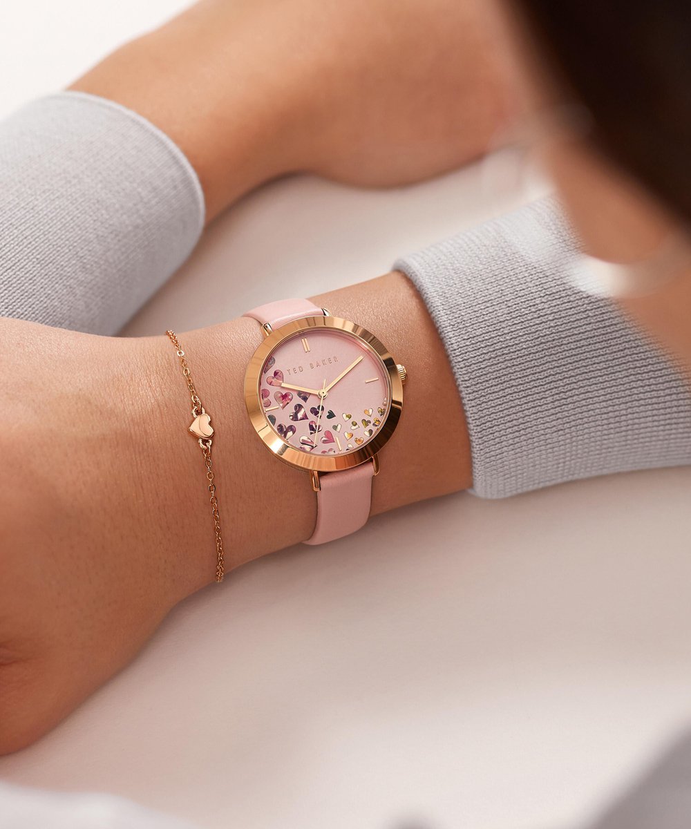 Ted Baker Ammy Iconic Kwarts Analoog Horloge Roze Case: 100% Stainless Steel | Armband: 100% Leather 34 BKG028100W0, BKG028200W0