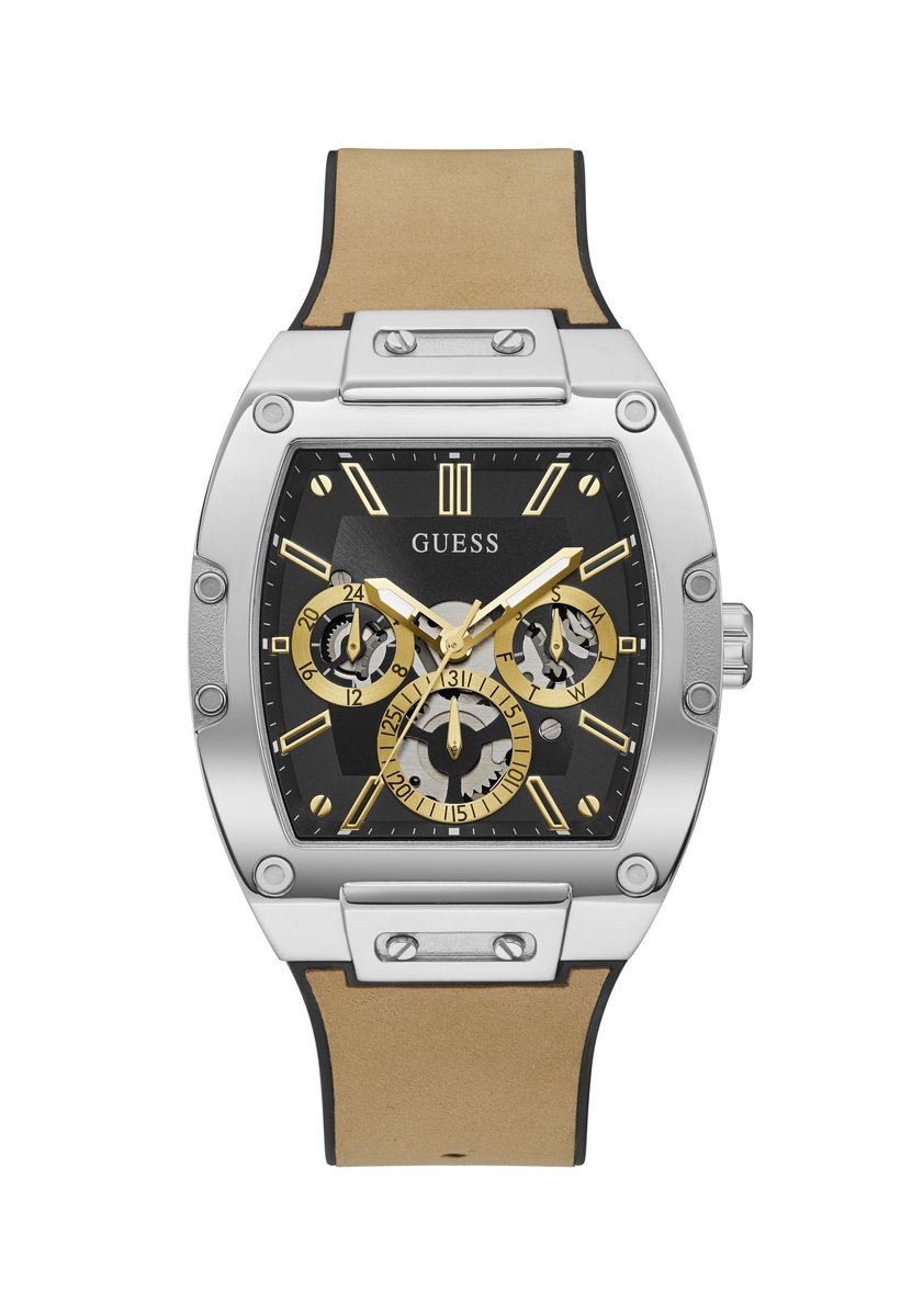 Guess Gd Phoenix Quartz Analoog Horloge Beige Kast: 100% Roestvrij Staal | Armband: 100% Leer 41.5 mm GW0202G3