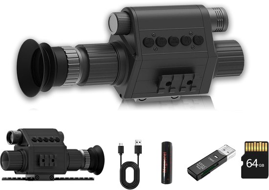 Nachtkijker met Infrarood - Nachtkijker - Full HD - 20MP - Night Vision - Verrekijker - Inclusief 64GB Micro-SD-kaart - Zwart