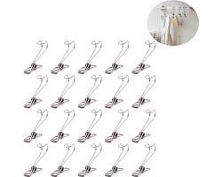 Roestvrij Stalen Washaken - kledinghaak RVS haak - reisdraagkleding - Washaken Clip - Drooghaak voor kleding - Antislip Kledinghangers - Washaken met klemmen - kleerhangers voor sokken - Veelzijdig - 20 stuks - zilver