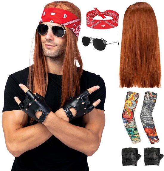Kit Accessoires Costume Punk Rock Gothique – Style Années 80-90 – Idéal Pour Halloween, Noël Ou Carnaval