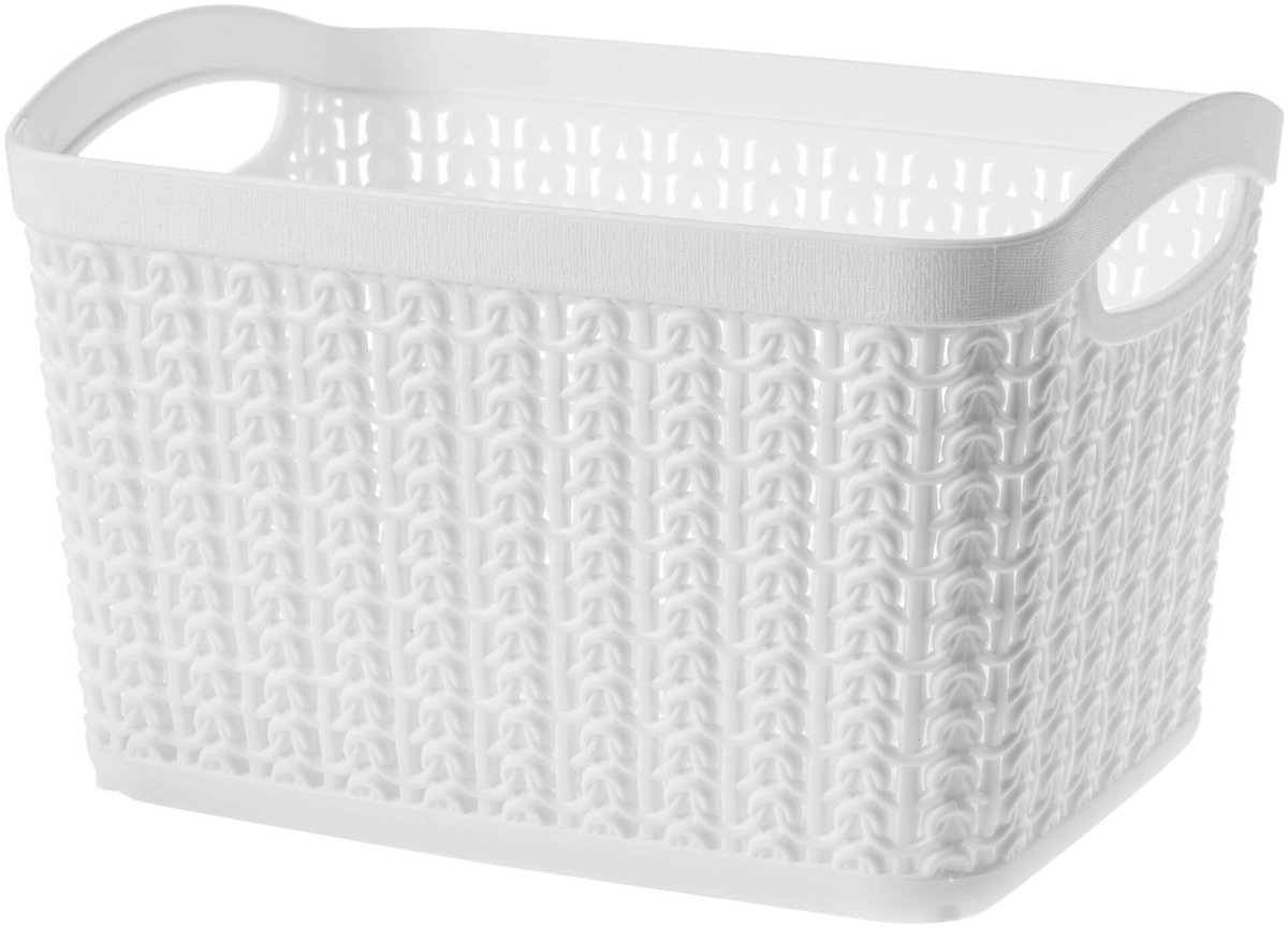 KADAX Opbergmand van kunststof, opbergkist, mand voor opslag, badkamer, keuken, kinderkamer, lichte universele mand met handgrepen, opbergdoos, rechthoekig, 3,3 l, wit