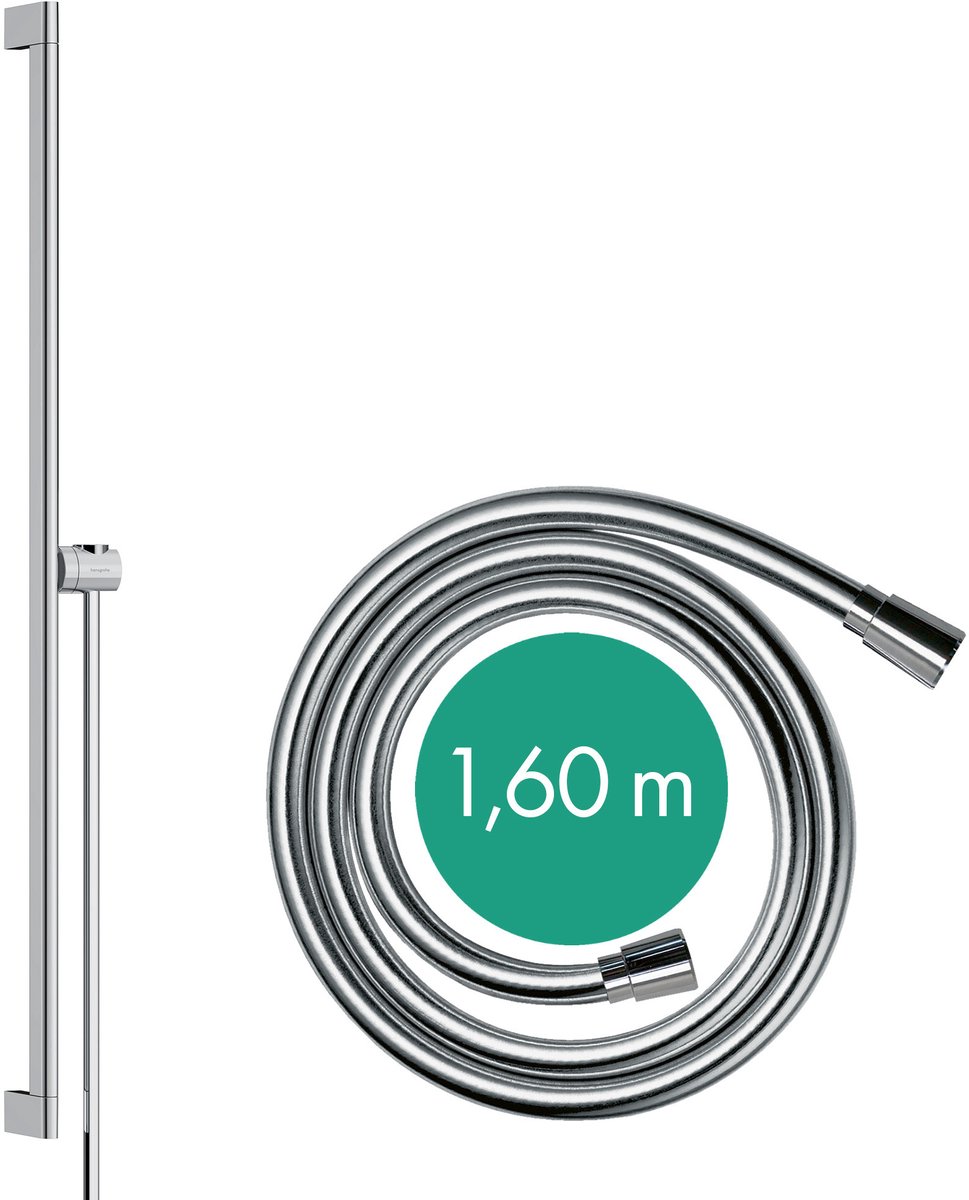 Hans Grohe Hg Shower Bar Unica S Puro 900Mm With Easy Slider And Shower Hose Chro