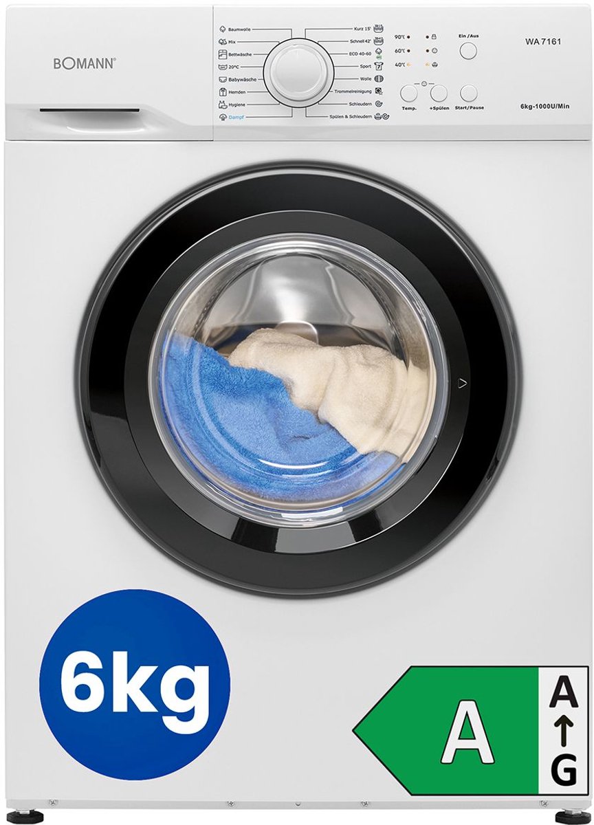 Bomann WA 7161 W Wasmachine - 6KG - 1000 toeren - 16 programma's - Energieklasse A — afbeelding 4