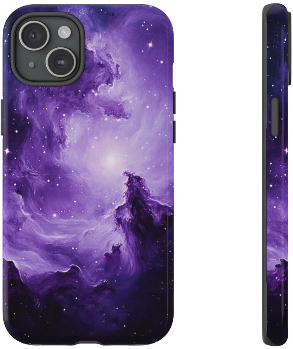 Paarse Nevelgalaxy – Telefoonhoesje Geschikt voor iPhone 15 Plus