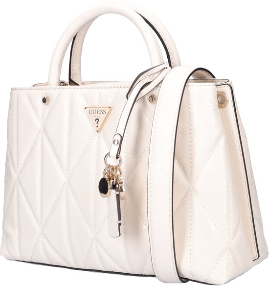 GUESS sac à main sac à épaule bandoulière Aldina Girlfriend Satchel Cream White écru