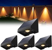 4-pack decoratieve solar lampen voor schutting – Waterdichte LED buitenverlichting op zonne-energie met warm wit licht – Voor muur, terras, tuin, hek, garage, zwembad – Eenvoudige installatie – Verhoogde veiligheid