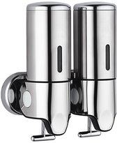 6 stuks shampoo en conditioner dispenser zonder boor douche zeepdispenser wandmontage 3 kamers voor badkamer, keuken, hotelpompen zijn gemakkelijk te gebruiken, geen lekken (zilver