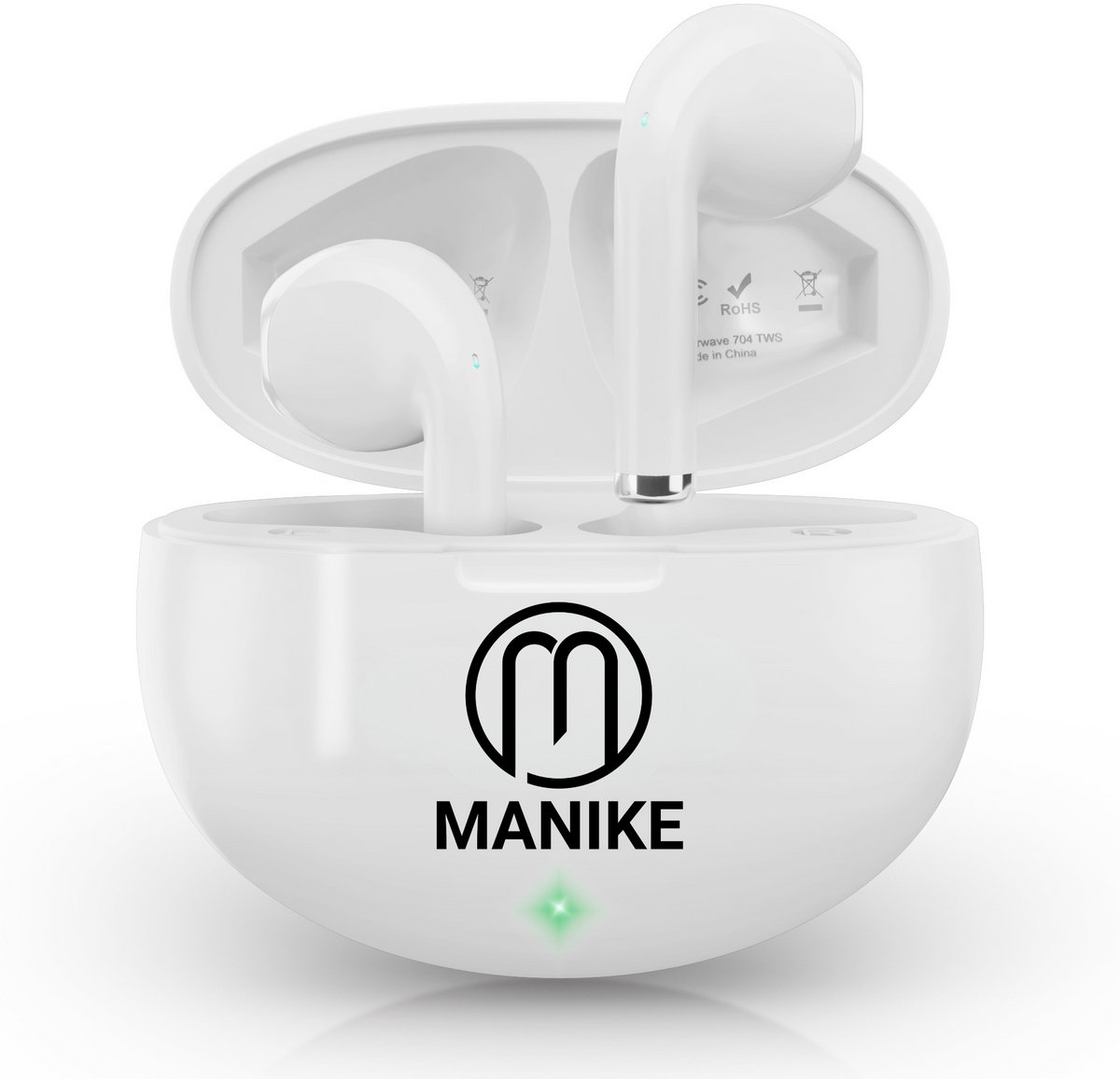 Manike AIRWAVE 704 Bluetooth 5.3 Oordopjes – True Wireless In - Ear Koptelefoon met ENC Ruisonderdrukking - Hi-Fi Stereo Geluid - USB-C Oplaadetui - 30 Uur Speeltijd - Waterdicht