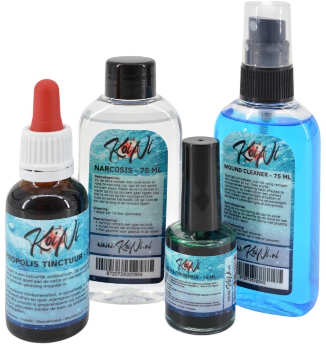 Koi Behandelset Luxe | Narcosis / Wound Cleaner / Skin & Fin Repair / Propolis | KoiNL