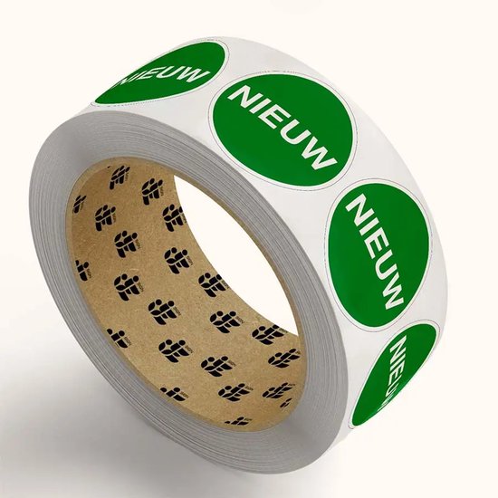 Nieuw stickers op rol - groen wit - 7,5 cm - 318 stickers per rol | bol