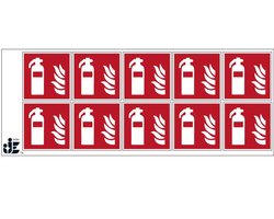 Brandblusser sticker - F001 | 5 x 5 cm - 10 stuks per vel