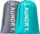 BOTC Waszakken - 60*90cm Waszak Groot - Set van 2 stuks - Waszak Wasmachine - Laundry bag - Blauw en Grijs
