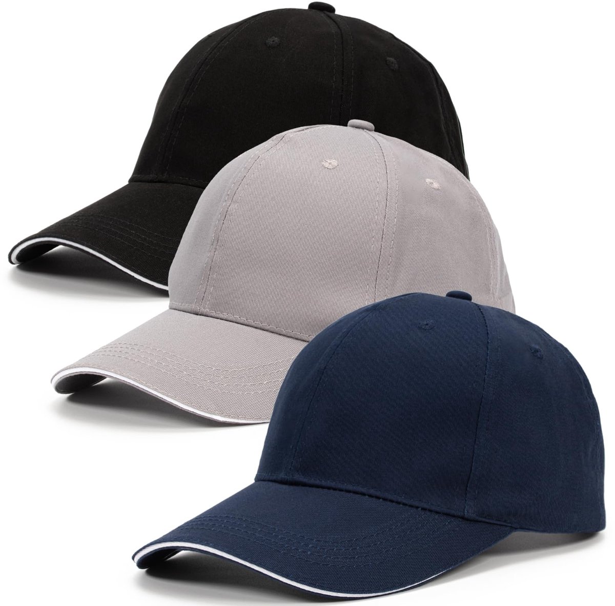 Ibenzoa® Verstelbare unisex baseballcaps van katoen, set van 3 voor sport en dagelijks gebruik, diverse kleuren