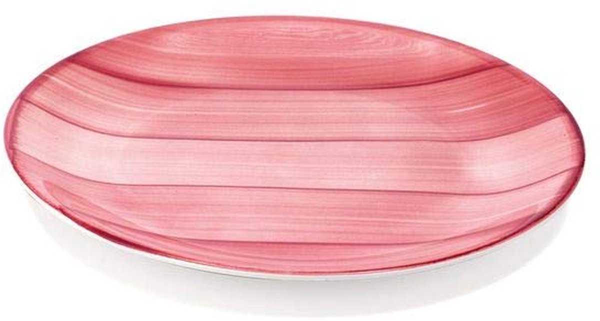 Zafferano Striche - Porseleinen dessertbord, diameter 210 mm, kleur roze, vaatwasserbestendig tot 60° - set van 6