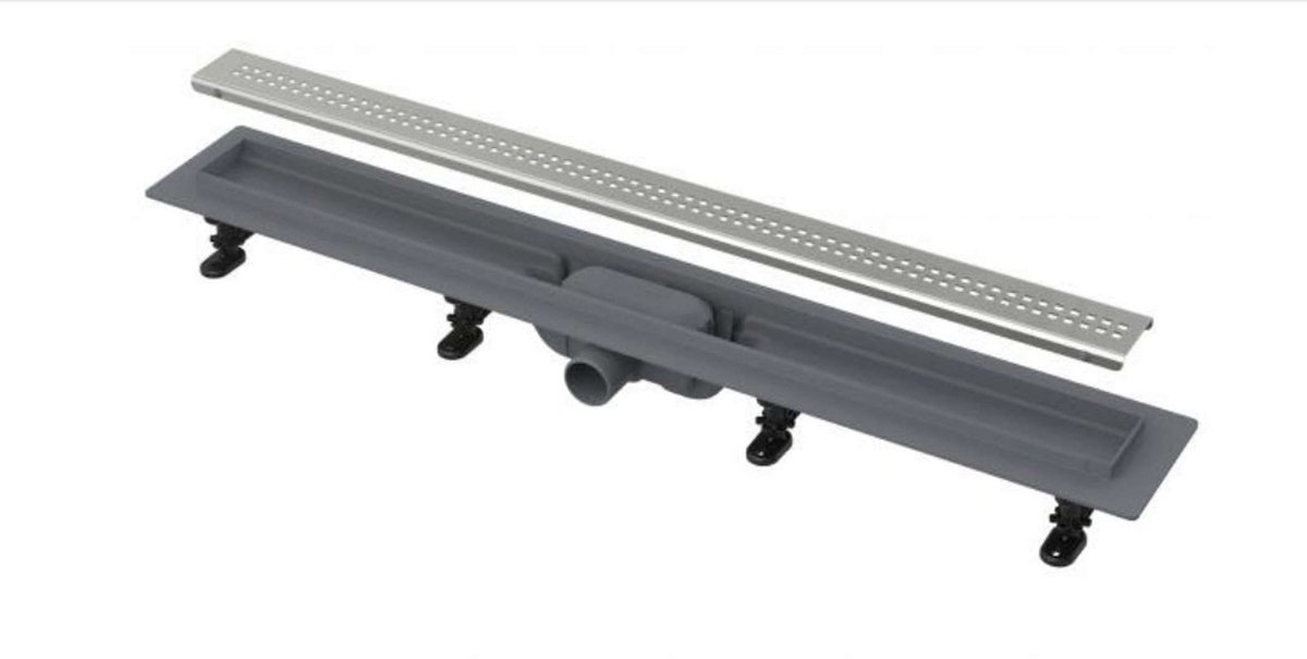 Alcadrain Douchegoten - Douchegoot Simple 85 cm, met rand voor geperforeerd rooster, incl. rooster, roestvrijstalen mat APZ9-850M