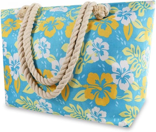 LARKSON Linn Strandtas voor dames en heren, grote strandtas voor strand, zwembad, zwembad, tote bag, badtas, XXL met ritssluiting, licht, Eén Maat