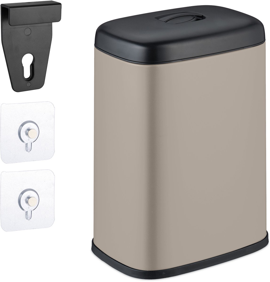 hangende prullenbak - 5 l - badkamer - keukenkastje - metaal - beige