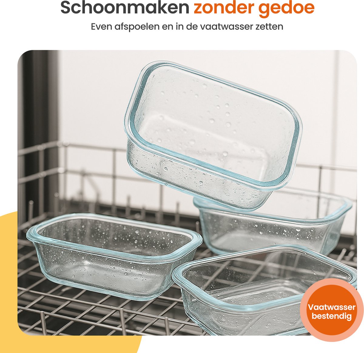 Goliving Glazen Meal Prep Bakjes - Set van 5 Vershoudbakjes - 1L - Diepvriesbakjes - Bewaarbakjes met Deksel - Diepvries, Oven en Magnetron - Glas — afbeelding 2