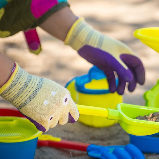 Ibenzoa® Werkhandschoenen Kinderen - Tuin Handschoenen met Monsterprint, Maat M (2 Stuks) van Ibenzoa — afbeelding 3