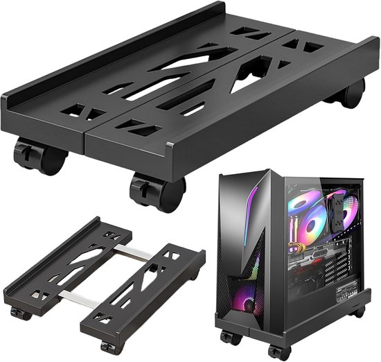 J JACKCUBE DESIGN MK712A Computertorstandaard met 2 niveaus voor desktop-CPU, gaming-pc-houder, mobiele rollende kar voor onder bureau met zwenkwielen, bureauaccessoires - MK712A J JACKCUBE DESIGN MK712A Computertorstandaard met 2 niveaus voor desktop-CPU, gaming-pc-houder, mobiele rollende kar voor onder bureau met zwenkwielen, bureauaccessoires - MK712A