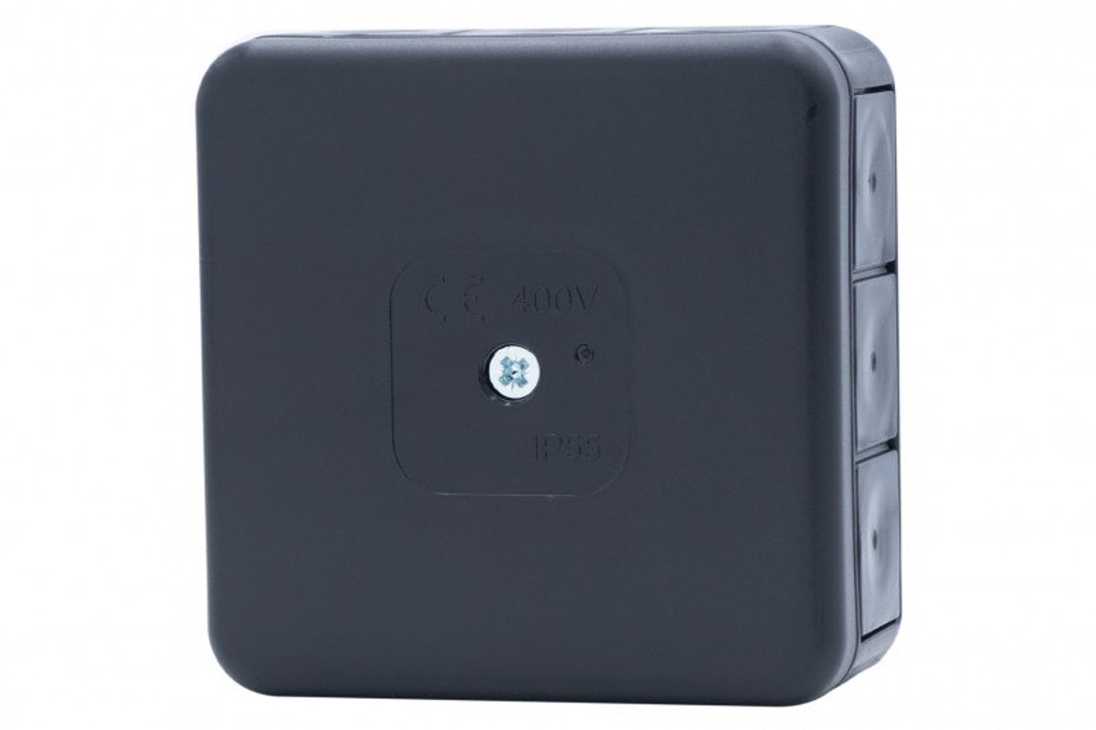 Hermetische doos H55-S 85x85x37 IP55 12-uitlaat zwart ONNLINE