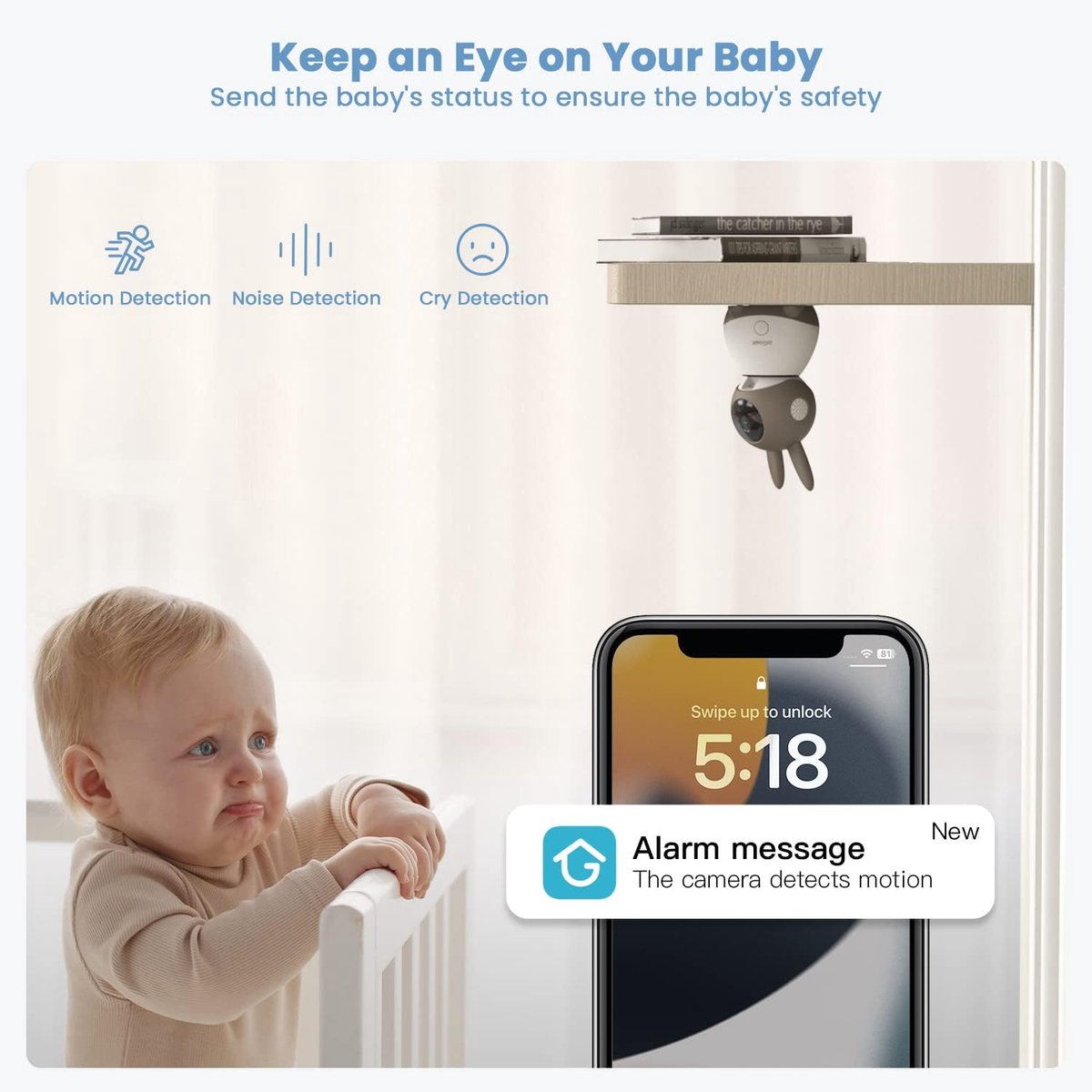 ieGeek 2K Split-Screen Babyfoon - 5" Audio Babyfoon met 2 Camera's - WiFi Smartphone Video Dubbele Camera - Nachtzicht - Tweerichtingsgesprek – foto 3