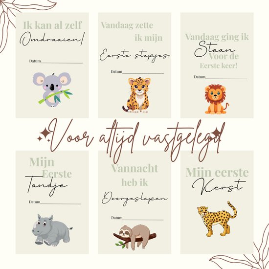 Mijlpaarkaarten Baby - XL set van 38 a5 kaarten - Jungle thema - Kraamcadeau - Babyshower cadeau — afbeelding 2