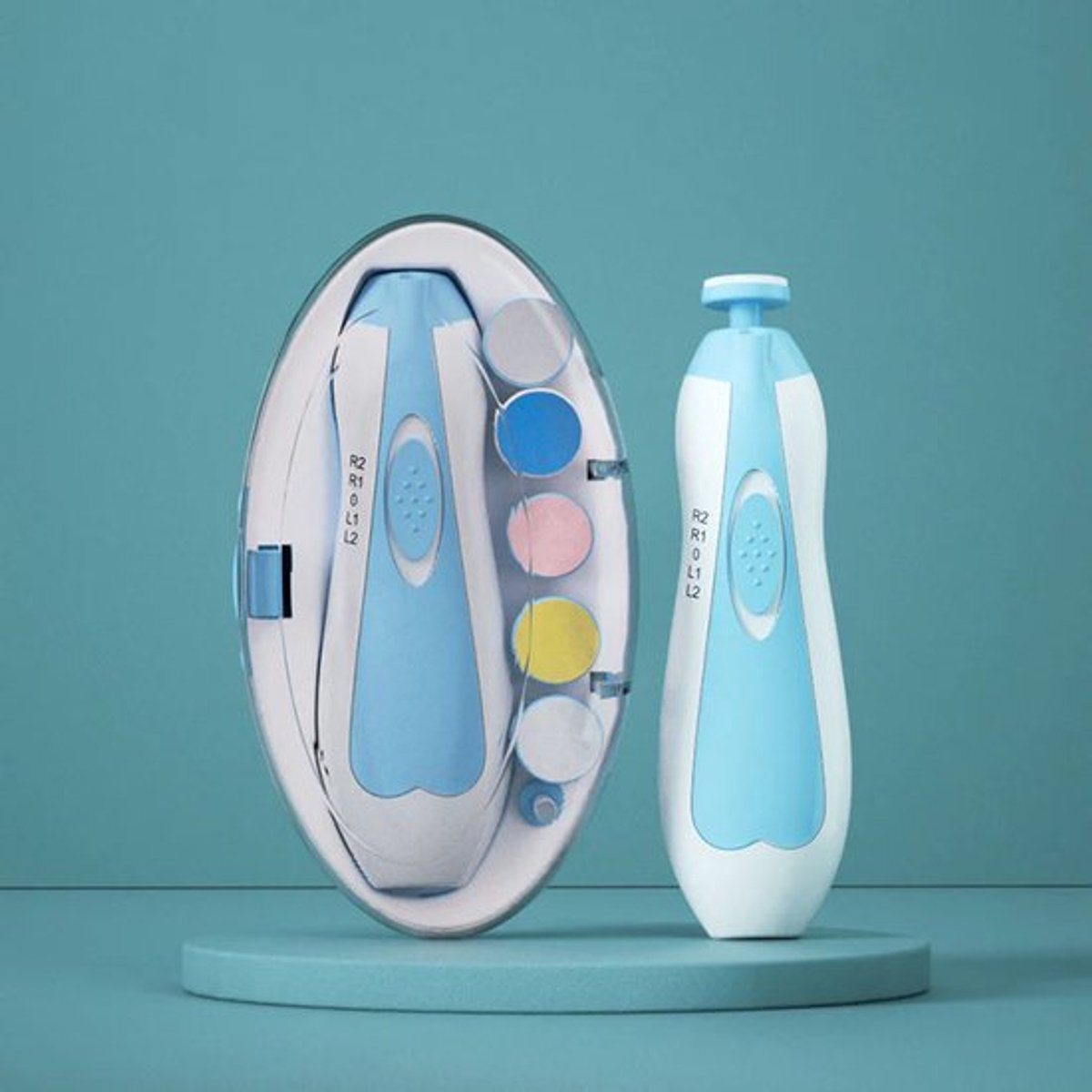 Baby Nagelvijl - Elektrische Nagelvijl - Baby Nagelverzorging - Baby Nagelknipper - Ook voor Volwassenen - LED Licht - Baby Cadeau-Bluw