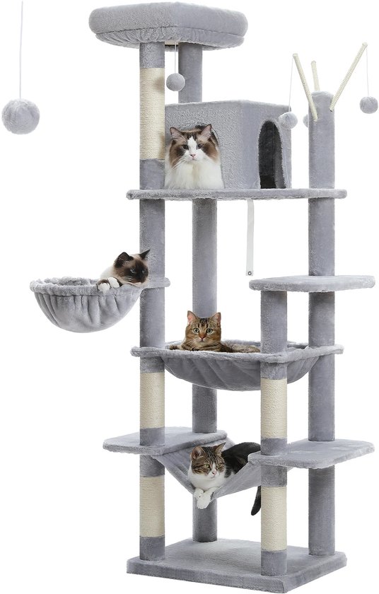 Kattenboom - PetLovers - Kattenhuisje - Hoge ladder - Grijs Kattenboom - PetLovers - Kattenhuisje - Hoge ladder - Grijs