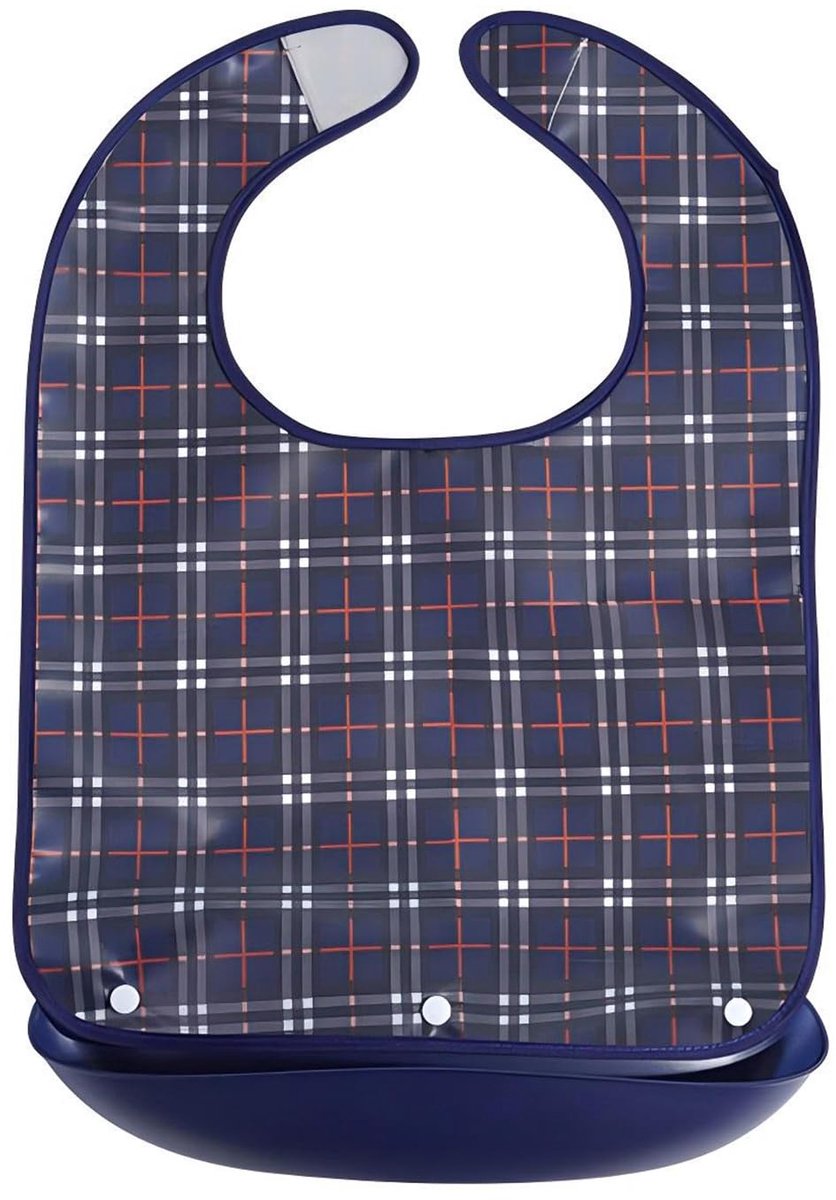 Volwassen Slabbetje - Waterdicht & Wasbaar - Herbruikbaar met Drukknoopsluiting - Voor Senioren en Patiënten - Blauw