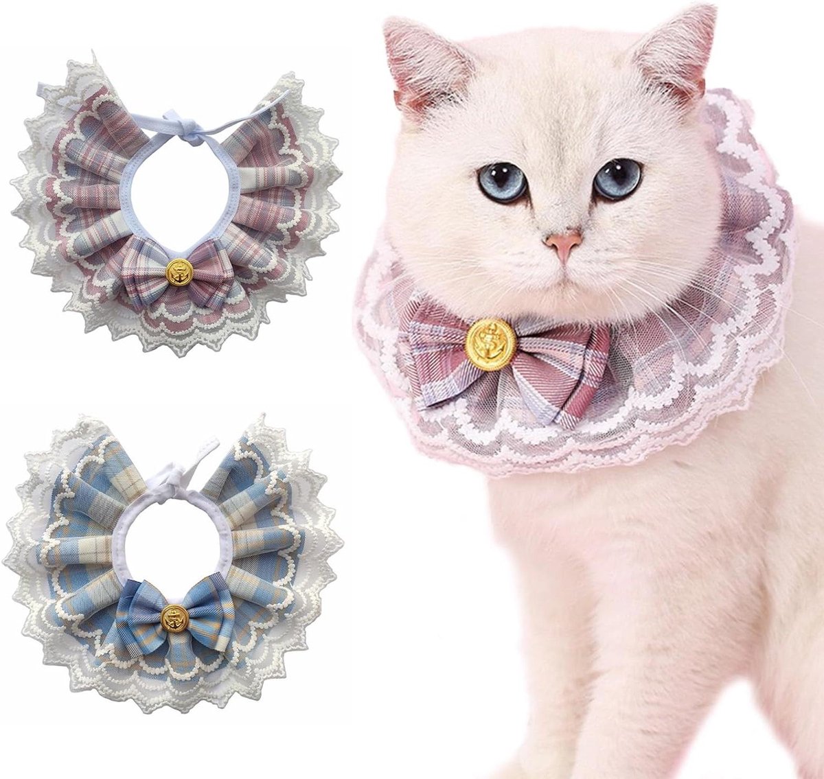 2 stuks huisdieren slabbetjes met bandana halsband voor prinsessensjaal - verstelbaar en geschikt voor kleine en middelgrote honden en katten
