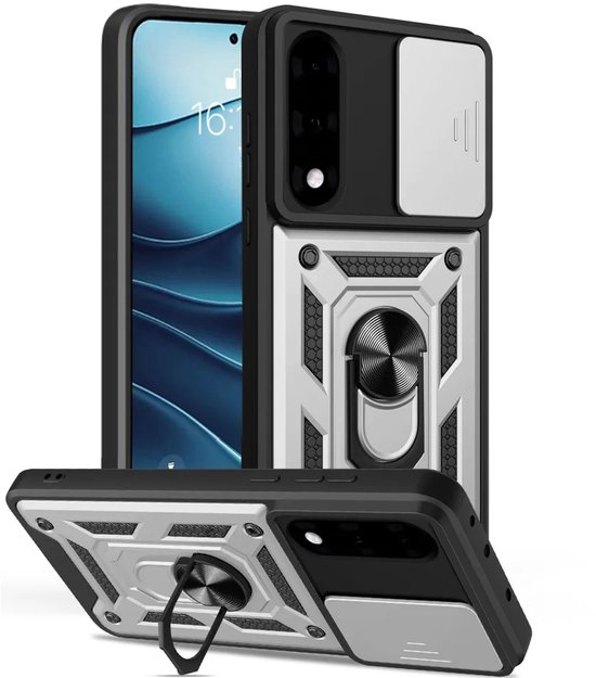 Coque OnePlus Nord 5 - Coque MobyDefend Armor avec Ring rotatif - Gris argenté - Coque pour téléphone portable - Compatible avec : OnePlus Nord 5
