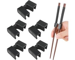 Herbruikbare Chopstick Helper - 5 stuks training eetstokjes - scharnieren connector - training eetstokje leren voor volwassenen - beginners - trainers of leerling - zwart