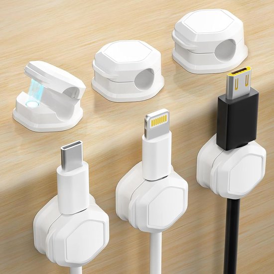 Rocoren 6 Stuks Zelfklevende Kabelklemmen, Magnetische Kabelhouder, Kabelorganizer voor Bureau, Muur, Huis, Kantoor, Auto, Compatibel met Netsnoer, HDMI, Oplaadkabel (6, Violet
