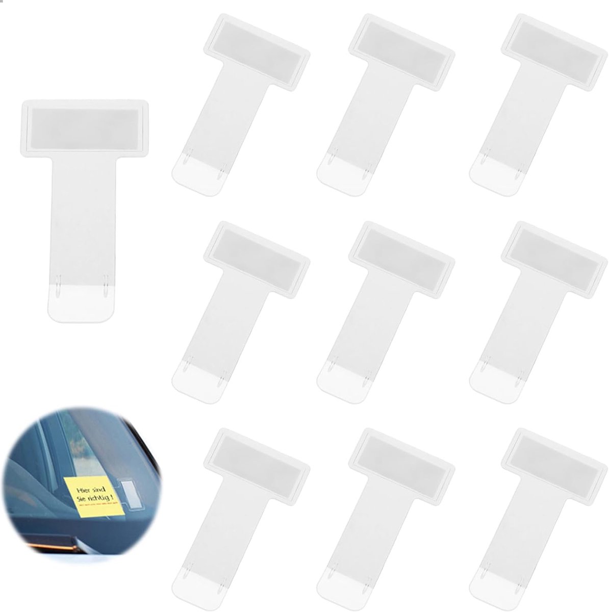 Image of 10 stuks parkeerkaarthouders clip - parkeerkaarthouder voorruit - transparante autovoorruit - tickethouder - zelfklevende ticketclips voor parkeerbon - autoaccessoires