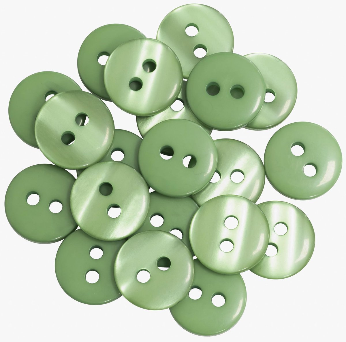 AERZETIX - C67872 - Set van 20 ronde naaiknopen Ø12,5 mm met 2 gaten L20 20L - kleur groen - van kunststof - confectie fournituren naaien kleding mode decoratie