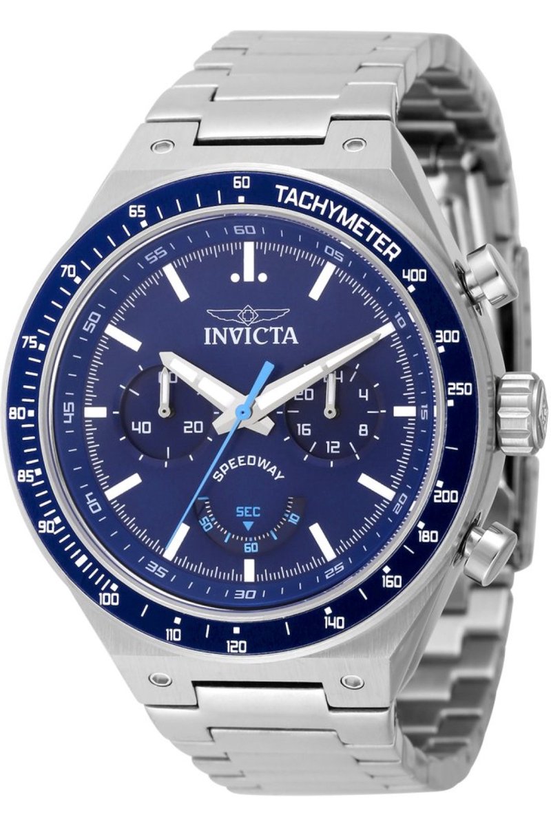 Invicta Speedway 49377 Heren Horloge - Waterdicht - Analoog - Quartz Uurwerk - Roestvrij Staal met blauwe Wijzerplaat - 44mm
