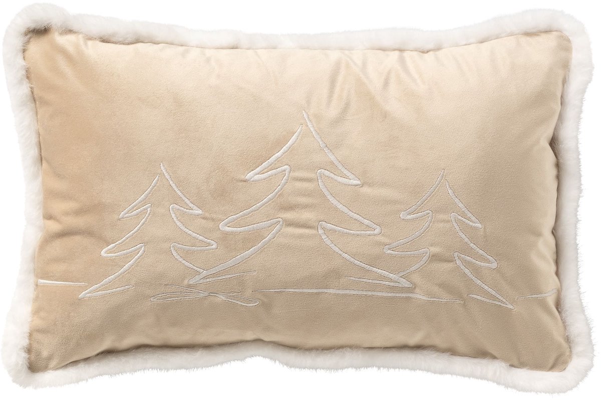 Textino ARBRE - sierkussen 30x50 cm - kerst - Bleached Sand - beige Lichtbeige